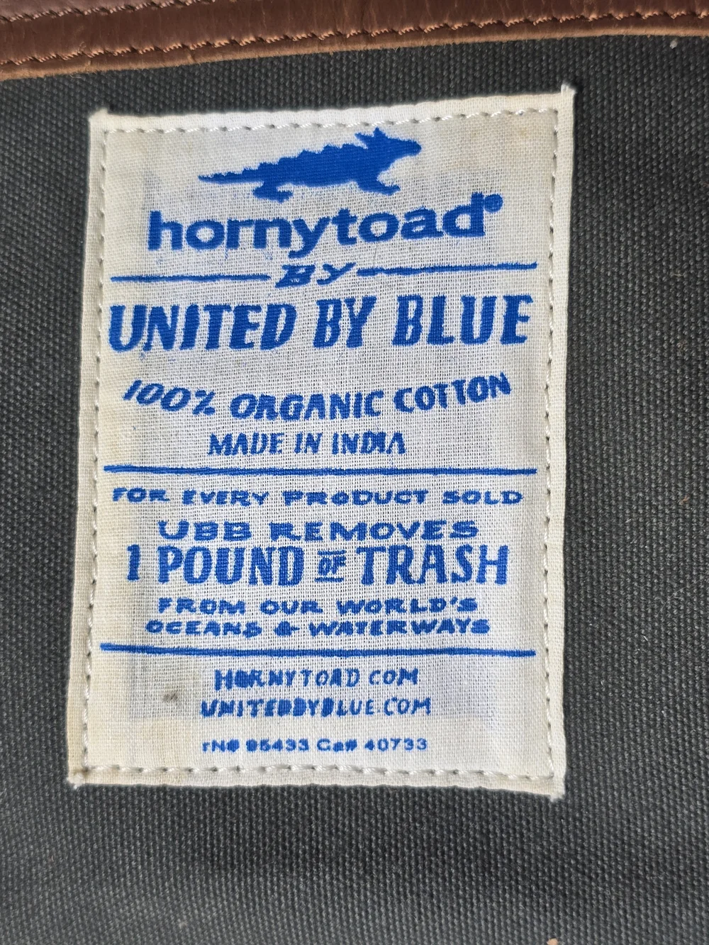 Horny Toad by United By Blue Olive Canvas & Leather Crossbody Tote Bag